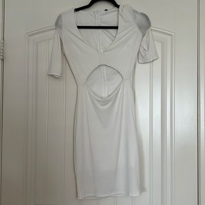 White dress with middriff cutout